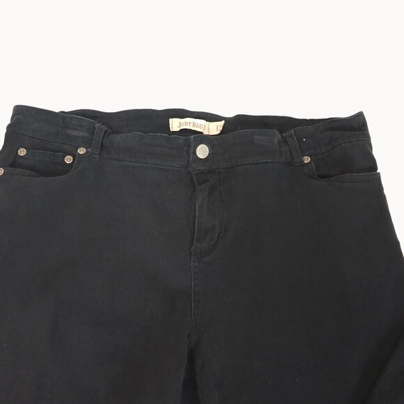 Womens Slim Fit High Waist Plain Solid Black Denim Jeans Goth Emo Judy Blue 1X - Picture 5 of 12